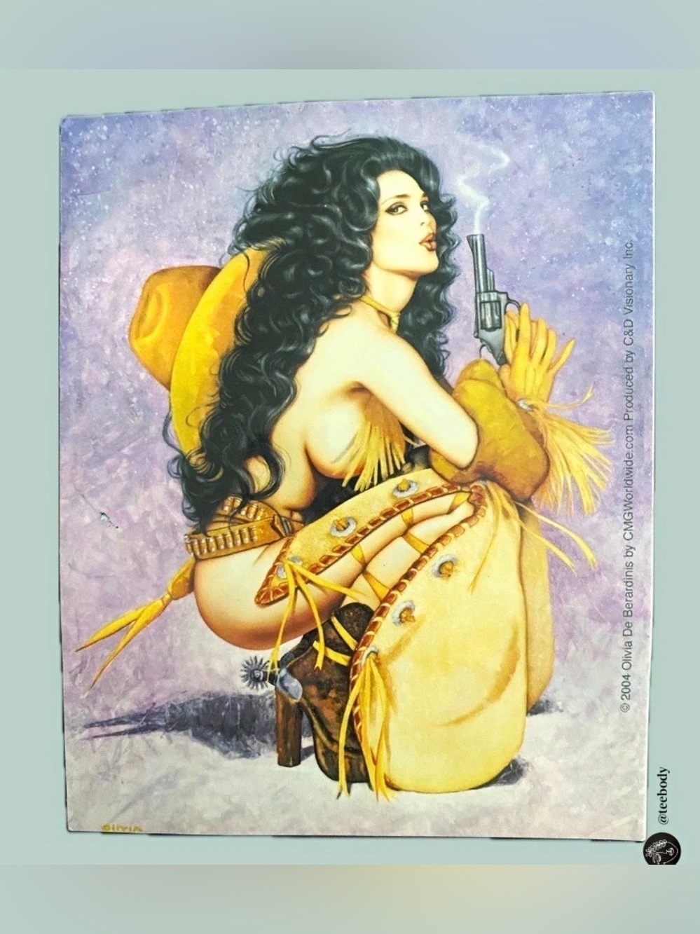 VTG 2004 Olivia De Berardinis Buckaroo Cowgirl Pinup Sticker C&D Visionary Decal